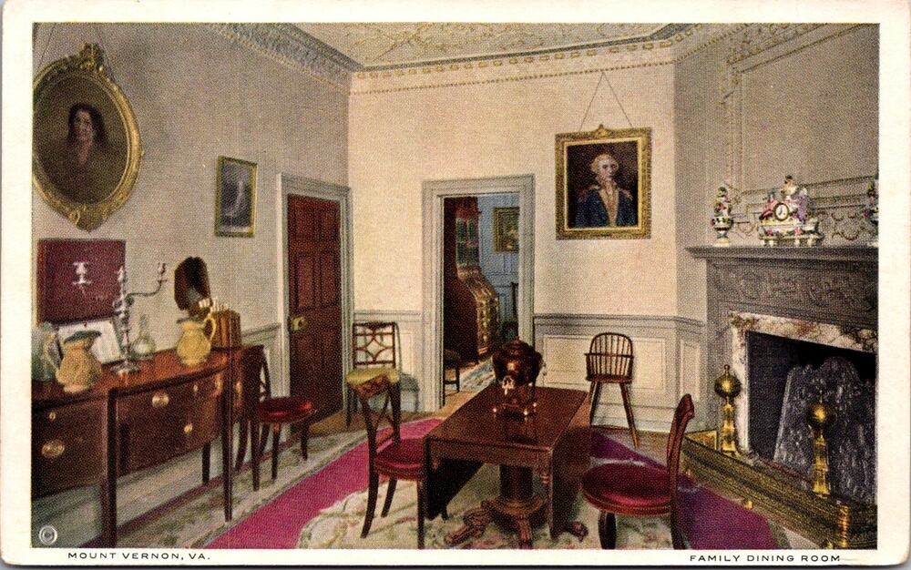 Family Dining Room George Washington Mount Vernon VA Vintage Postcard SP10-17